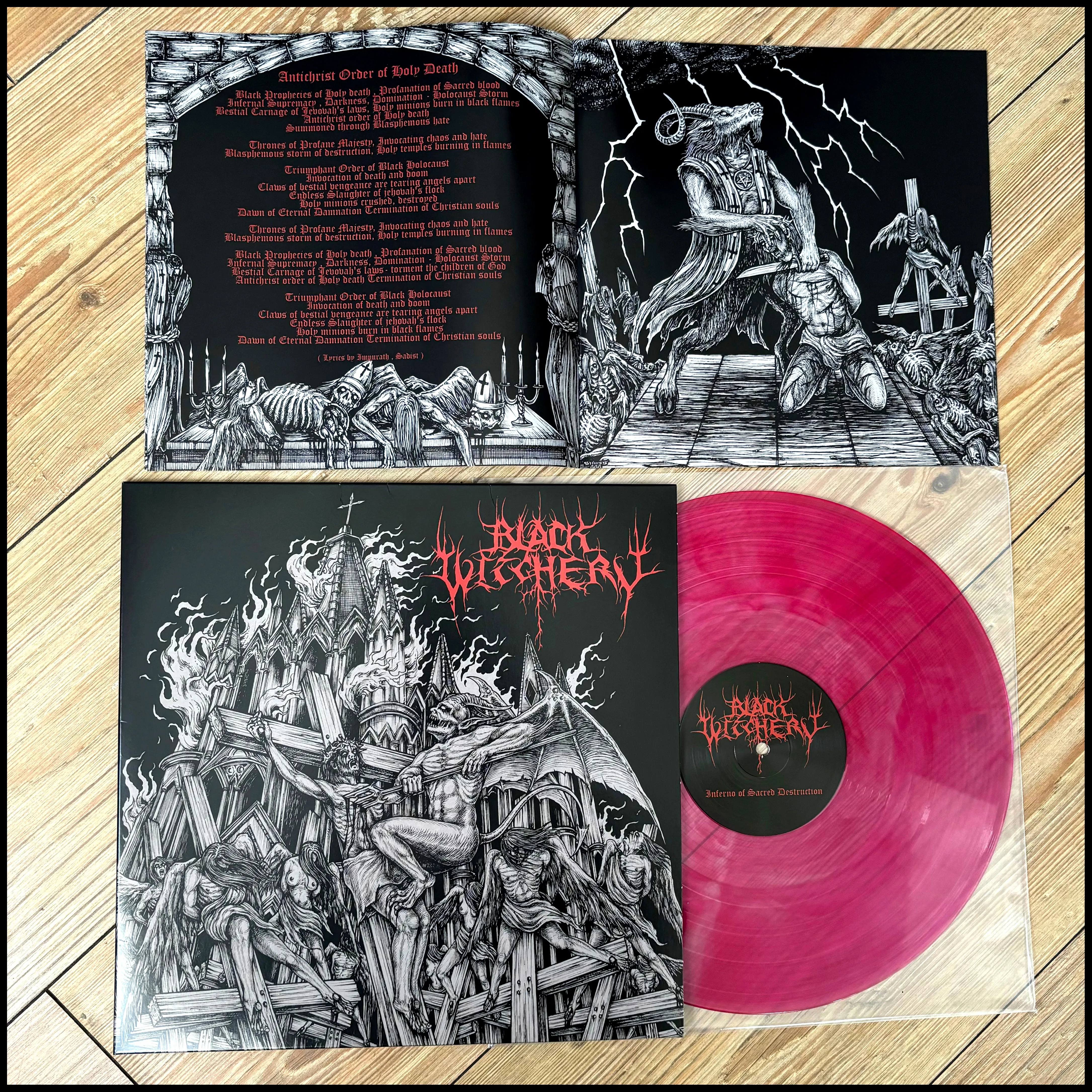 BLACK WITCHERY Inferno Of Sacred Destruction LP (clear and purple vinyl, 20 page book of art)